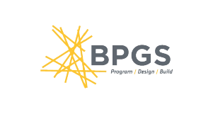 BPGS logo with yellow crisscrossed lines on the left and the text BPGS Program | Design | Build in gray on a light background.