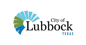 City of Lubbock, Texas logo with blue and green fan-shaped graphic on the left and the words “City of Lubbock TEXAS” in black and blue text.