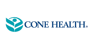 Cone Health logo with a stylized teal emblem on the left and the words CONE HEALTH in blue, all on a light gray background.