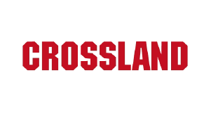 The word CROSSLAND is written in bold, red, all-caps block letters on a light gray background.