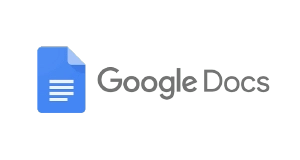 Google Docs logo featuring a blue document icon with white horizontal lines next to the words “Google Docs” in gray text on a light background.