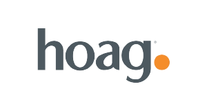 The word hoag is written in gray lowercase letters on a light background, with an orange dot at the end.