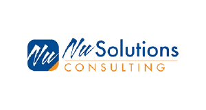Nu Solutions Consulting logo with stylized Nu in white on a blue and orange square, followed by Nu Solutions in blue and Consulting in orange uppercase letters.