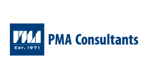 Blue and white PMA Consultants logo with stylized PMA design, Est. 1971 below, and PMA Consultants text in blue to the right on a light background.