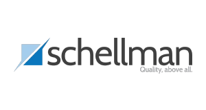 Schellman logo with a blue square and white diagonal line on the left, and the word schellman in gray text. Below, in smaller gray text, it says Quality, above all. on a light gray background.