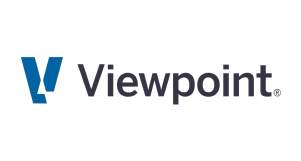 The Viewpoint logo features a stylized blue V on the left, next to the word Viewpoint in dark gray font on a light background.