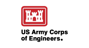 US Army Corps of Engineers logo with a red castle icon above the text US Army Corps of Engineers in black letters on a light background.