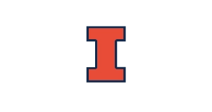 A bold, orange letter I outlined in blue is centered on a plain, light gray background.
