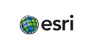 Esri logo featuring a stylized globe with green and blue sections and black grid lines, next to the lowercase text esri in black font on a light background.
