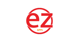 Red lowercase ez inside a red circle on a white background, with the word APPS in small orange text below the z.