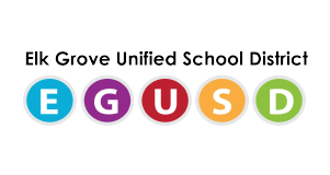 Elk Grove Unified School District logo with the letters E, G, U, S, D in colored circles below the district name on a light background.