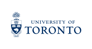 University of Toronto logo with a crest featuring a tree, a crown, and an open book. The words UNIVERSITY OF TORONTO appear in blue serif font to the right of the crest.