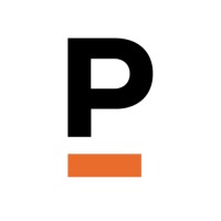 A bold black letter P above a horizontal orange rectangle on a white background.